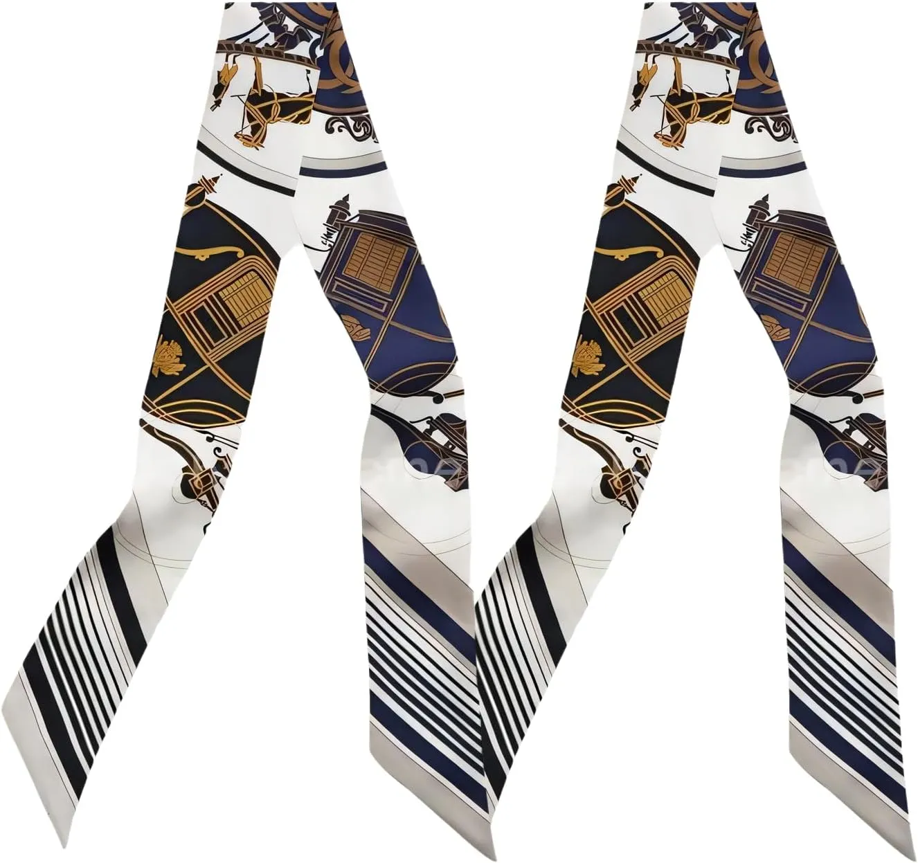 Mulberry Silk Scarf for Handbags,Bags, and Purse，2 Pcs 2"x35" Hair Ribbon Skinny Neck Fashion Scarves for Women