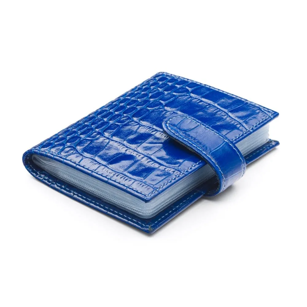 Multiple Leather Card Wallet - Cobalt Croc-Effect