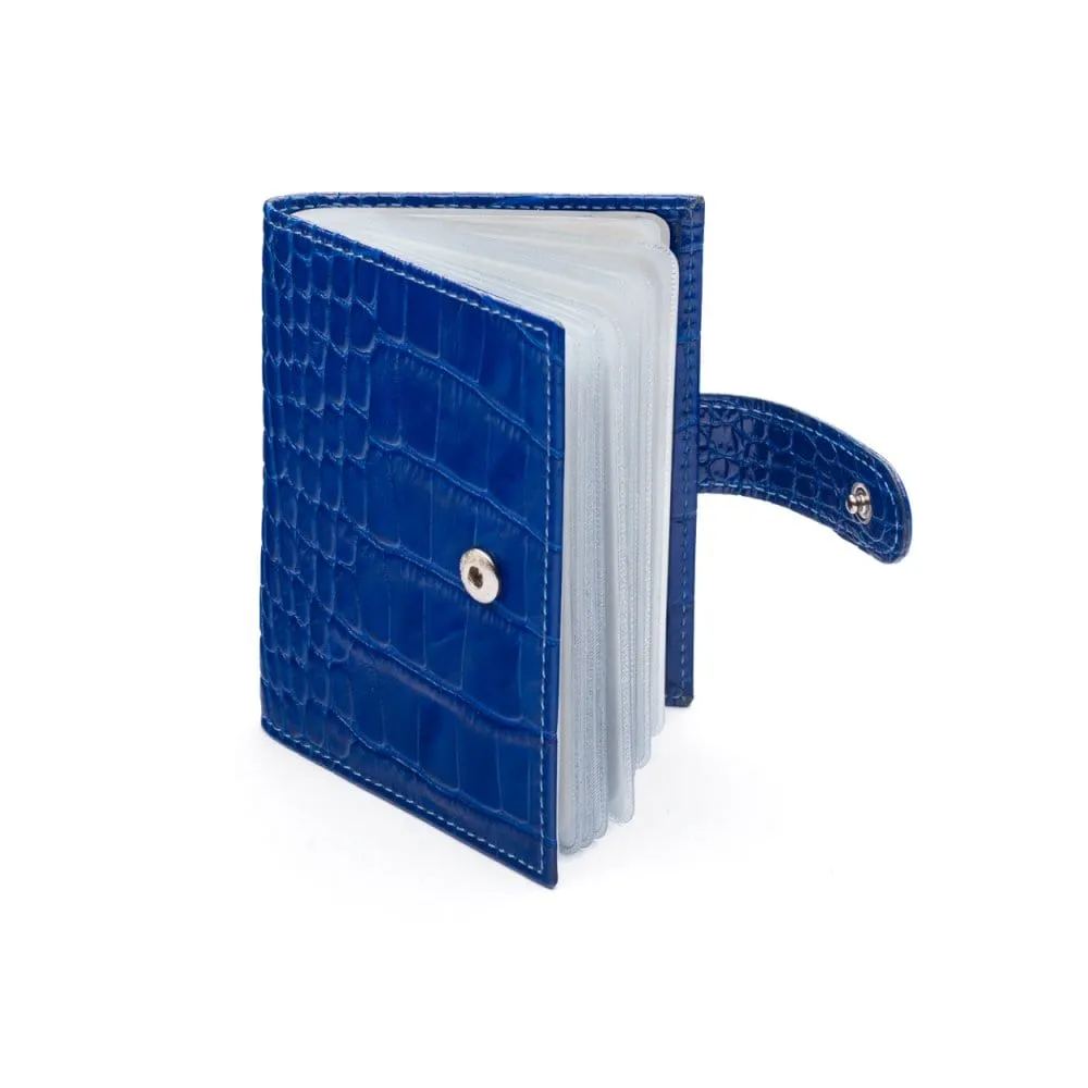 Multiple Leather Card Wallet - Cobalt Croc-Effect