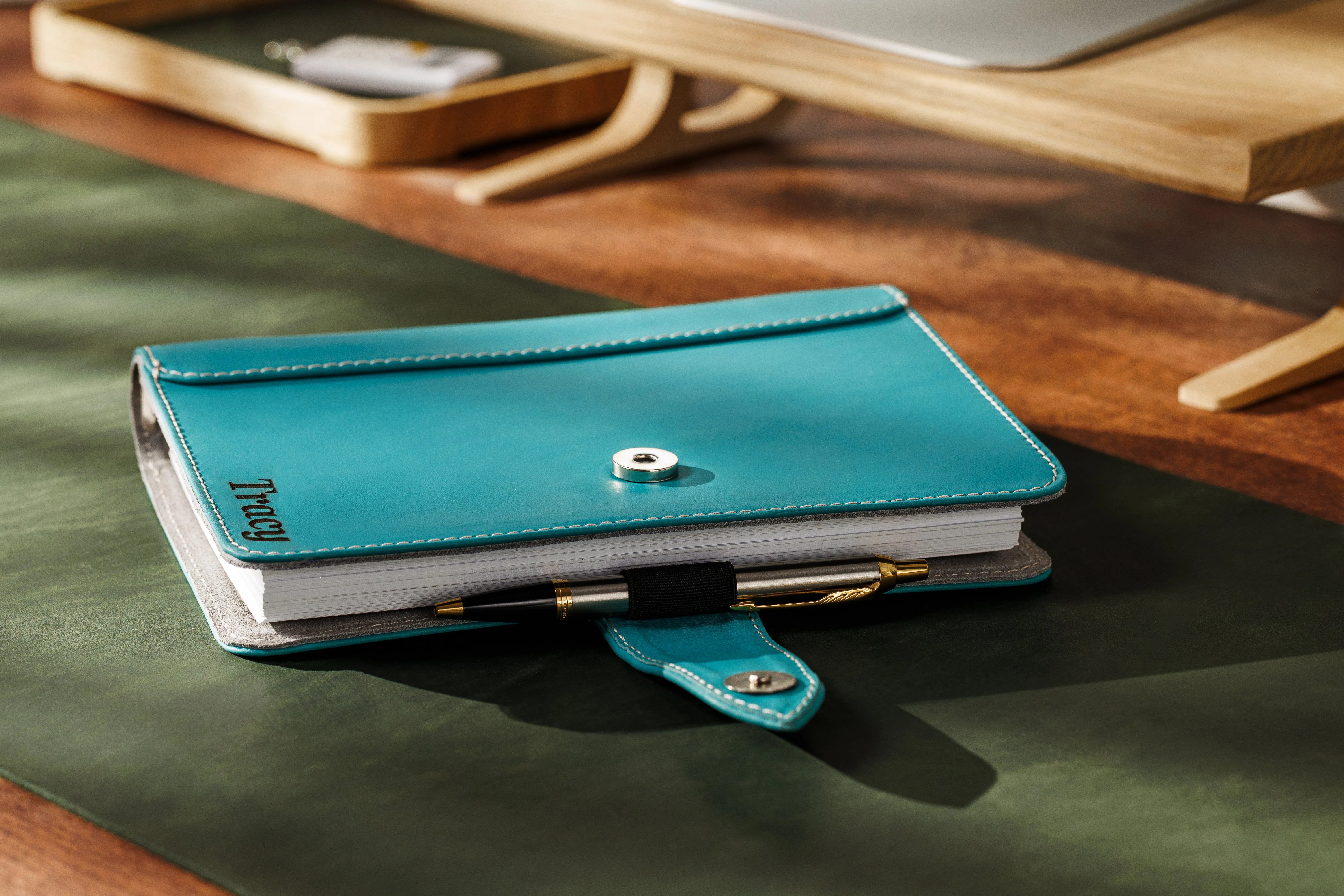 Mureli Turquoise Leather Planner – Bold Color, Clear Mind