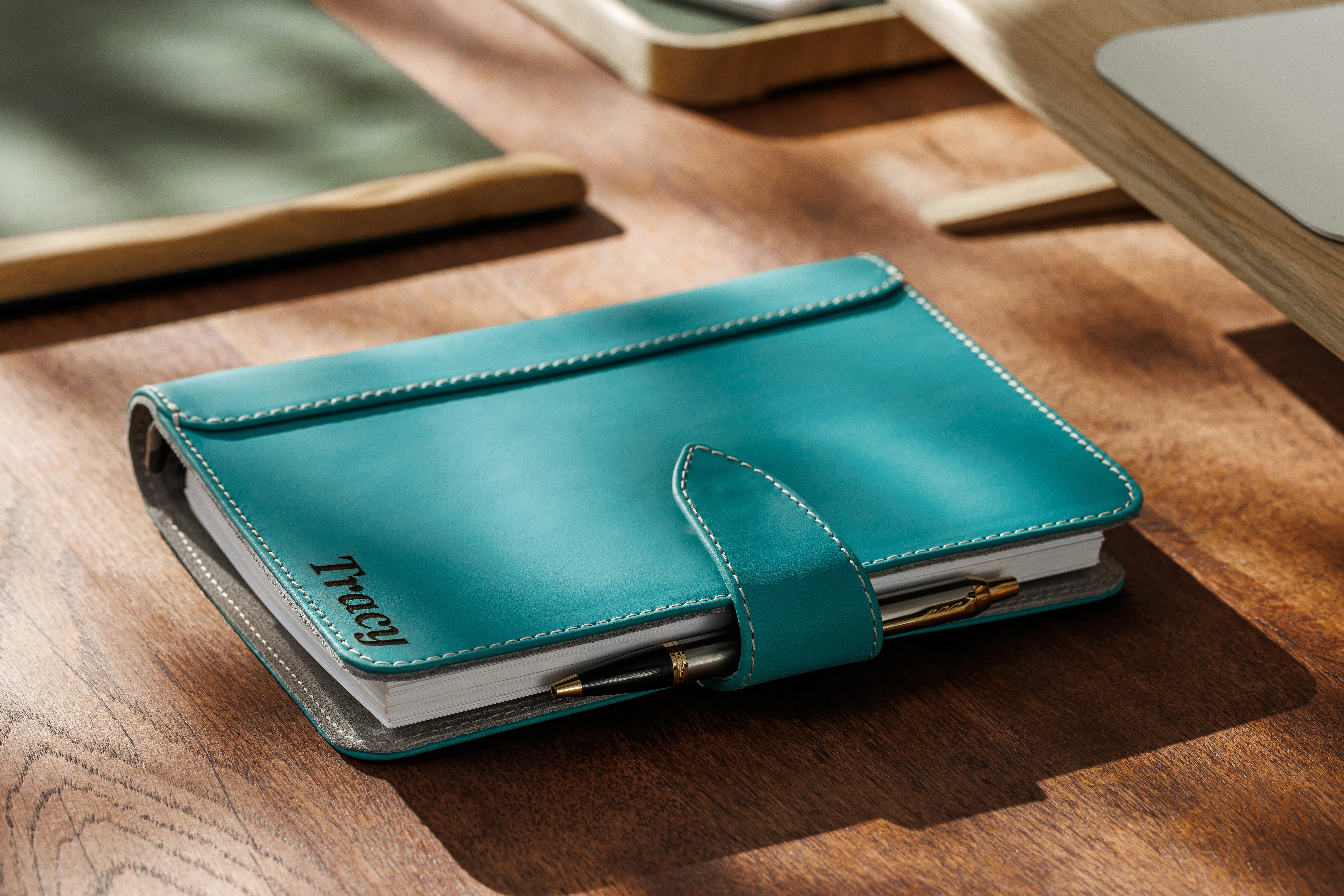 Mureli Turquoise Leather Planner – Bold Color, Clear Mind