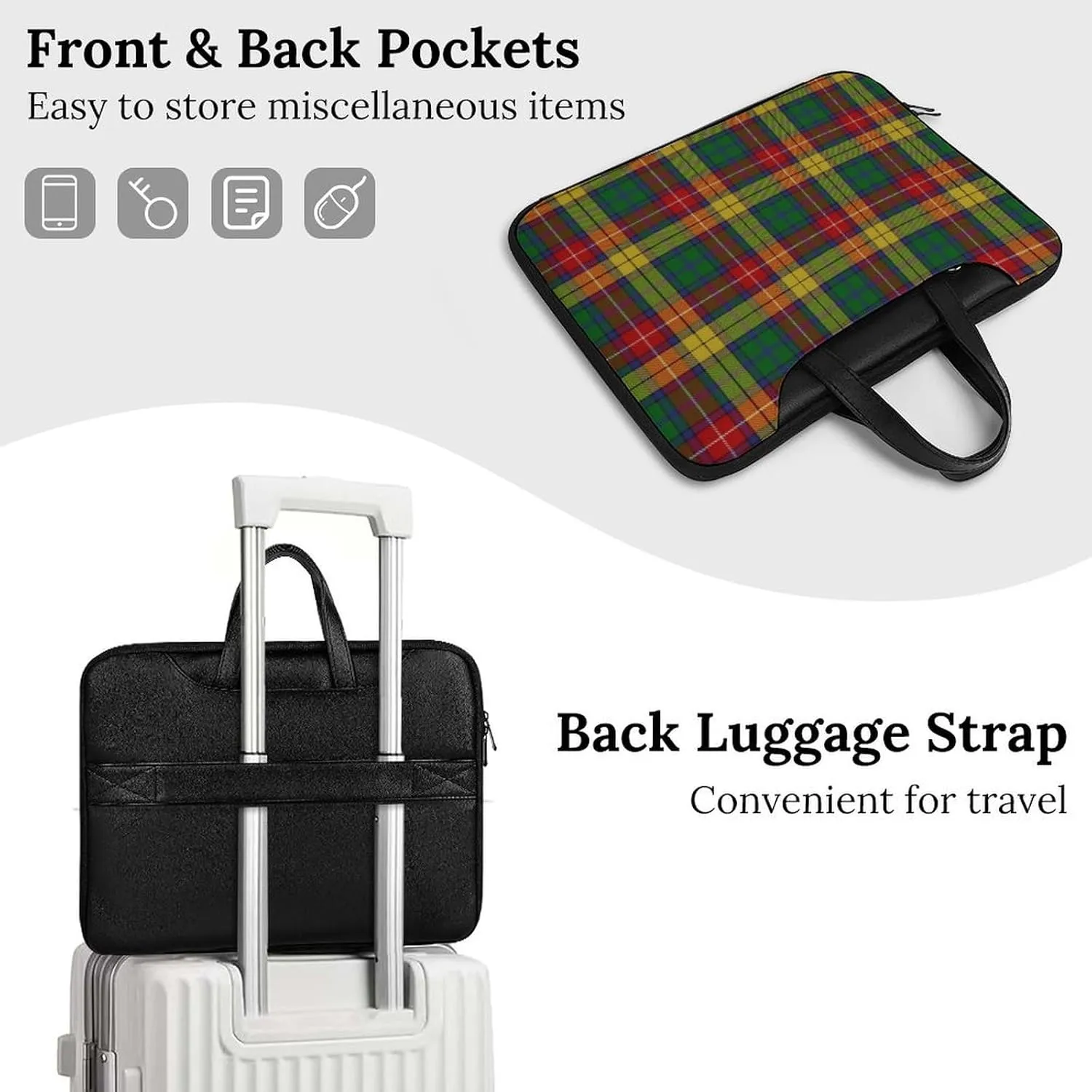 Murray Tartan Handheld Single Shoulder Crossbody Laptop Bag Unisex