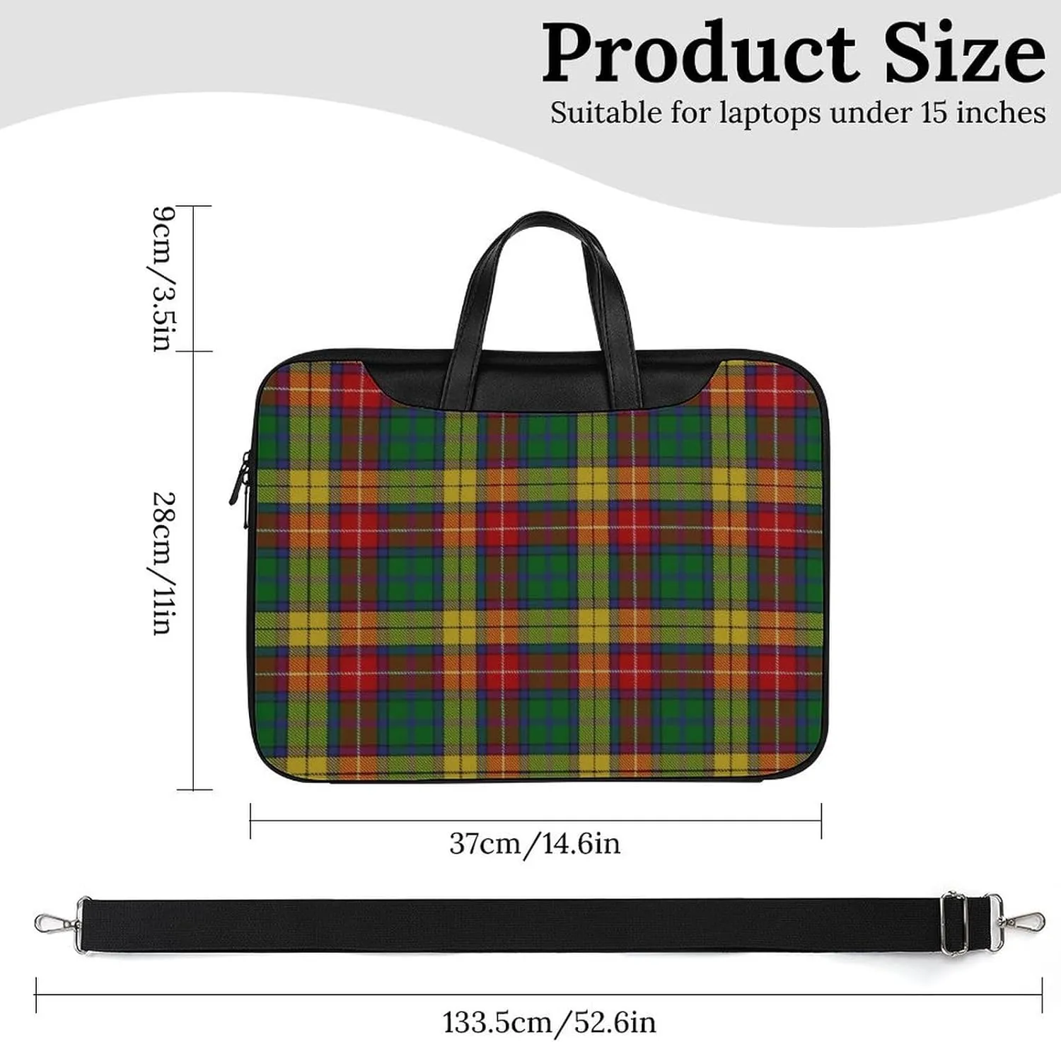 Murray Tartan Handheld Single Shoulder Crossbody Laptop Bag Unisex