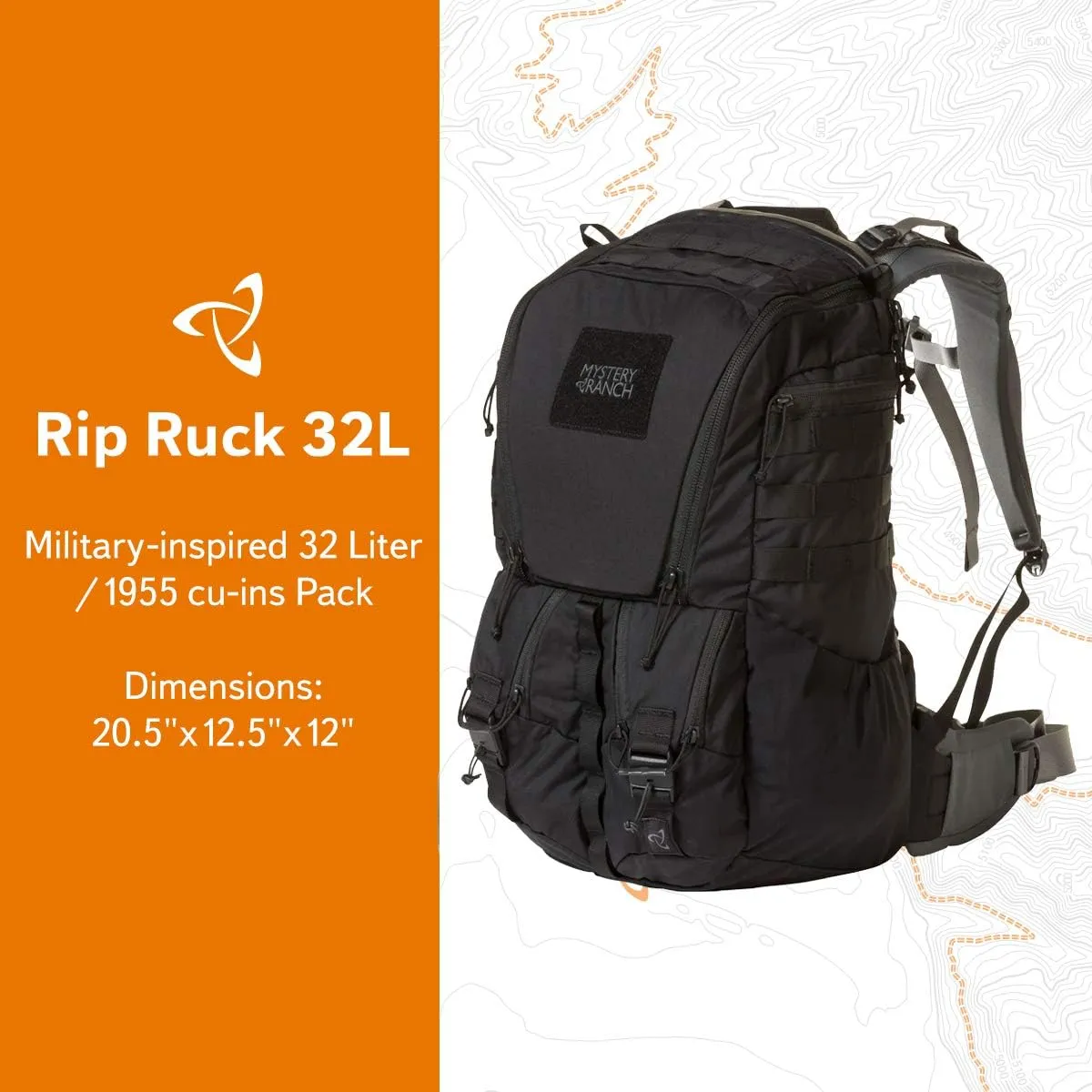 Mystery Ranch Rip Ruck 32 Backpack - Military Inspired Tactical Pack, L/XL, Black