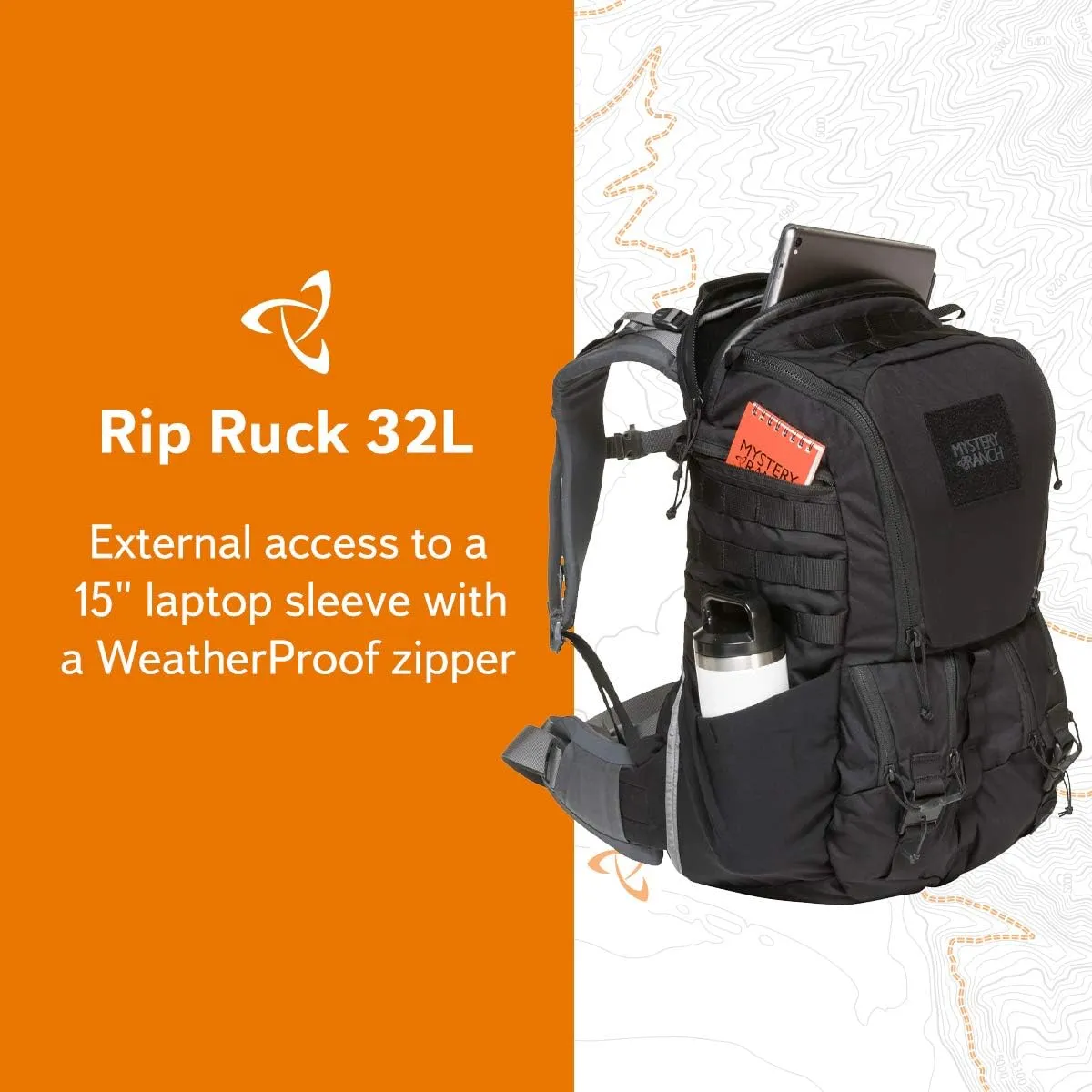 Mystery Ranch Rip Ruck 32 Backpack - Military Inspired Tactical Pack, L/XL, Black