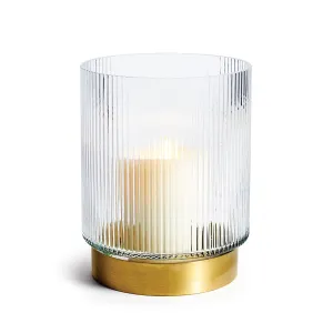 Napa Home Garden, JASPER RIBBED GLASS HURRICANE 7.5",dw209