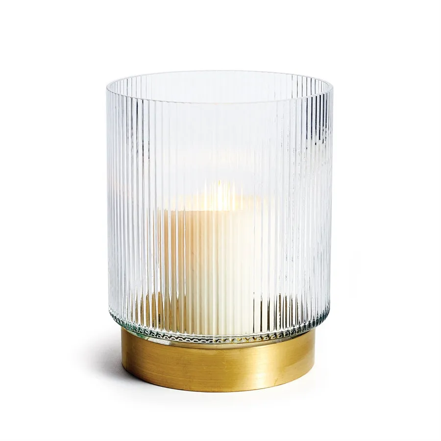 Napa Home Garden, JASPER RIBBED GLASS HURRICANE 7.5",dw209