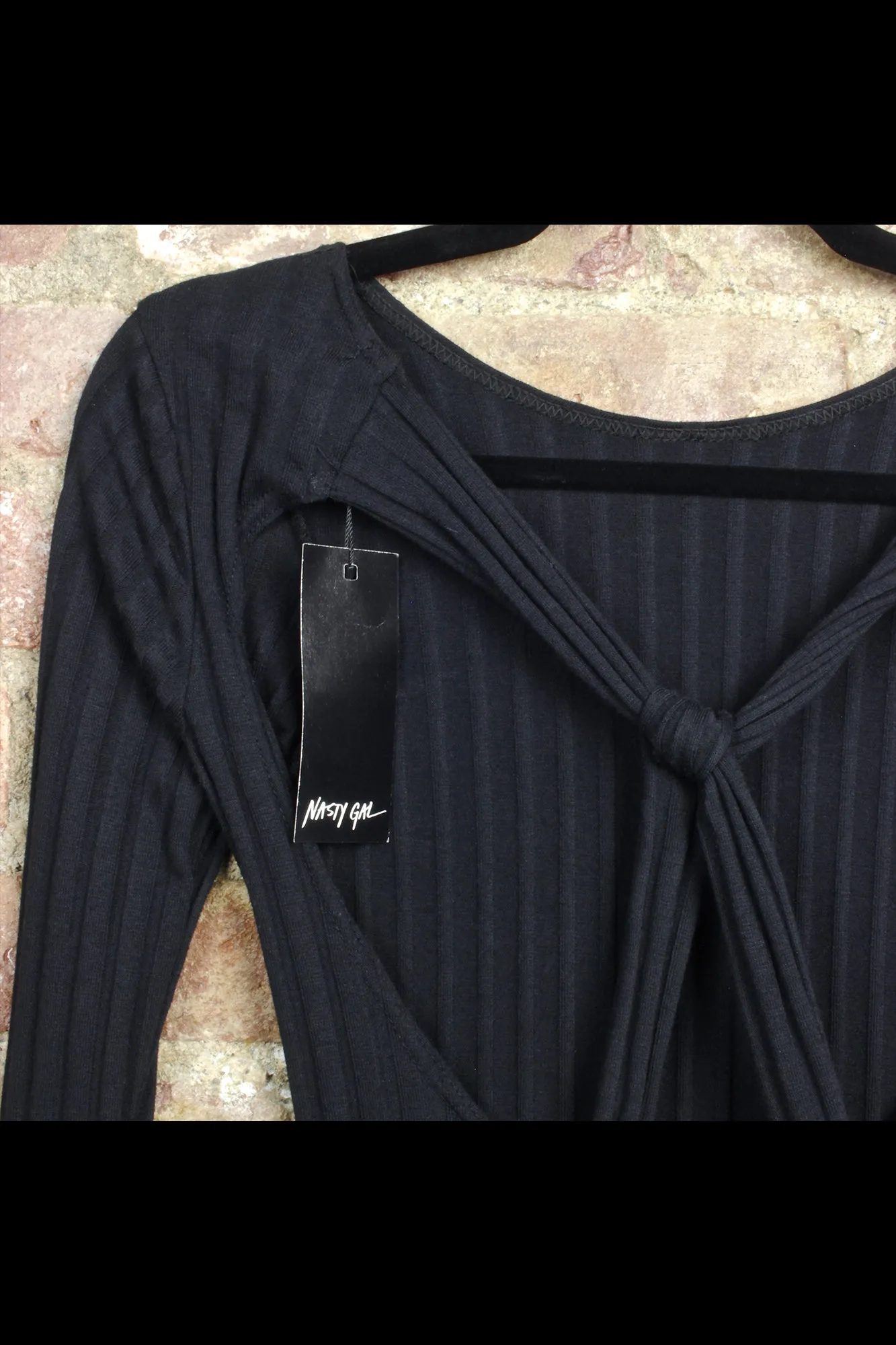 Nasty Gal Ribbed Tie Back Mini Dress - XS