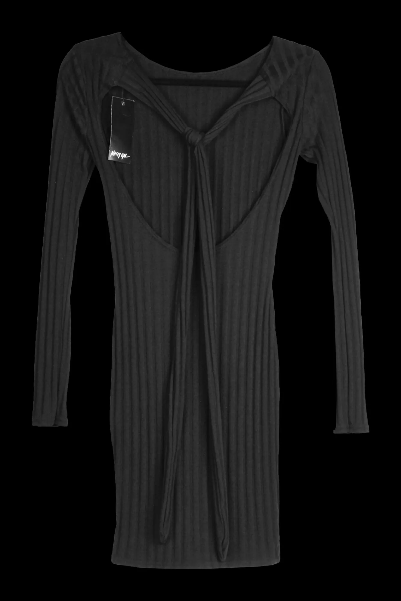 Nasty Gal Ribbed Tie Back Mini Dress - XS