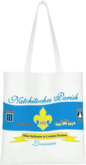 Natchitoches Parish La Flag Tote Bag for Women Canvas Shopping Bags Reusable Large Capacity Casual Shoulder Handbags Grocery Bags DIY Gift Bags