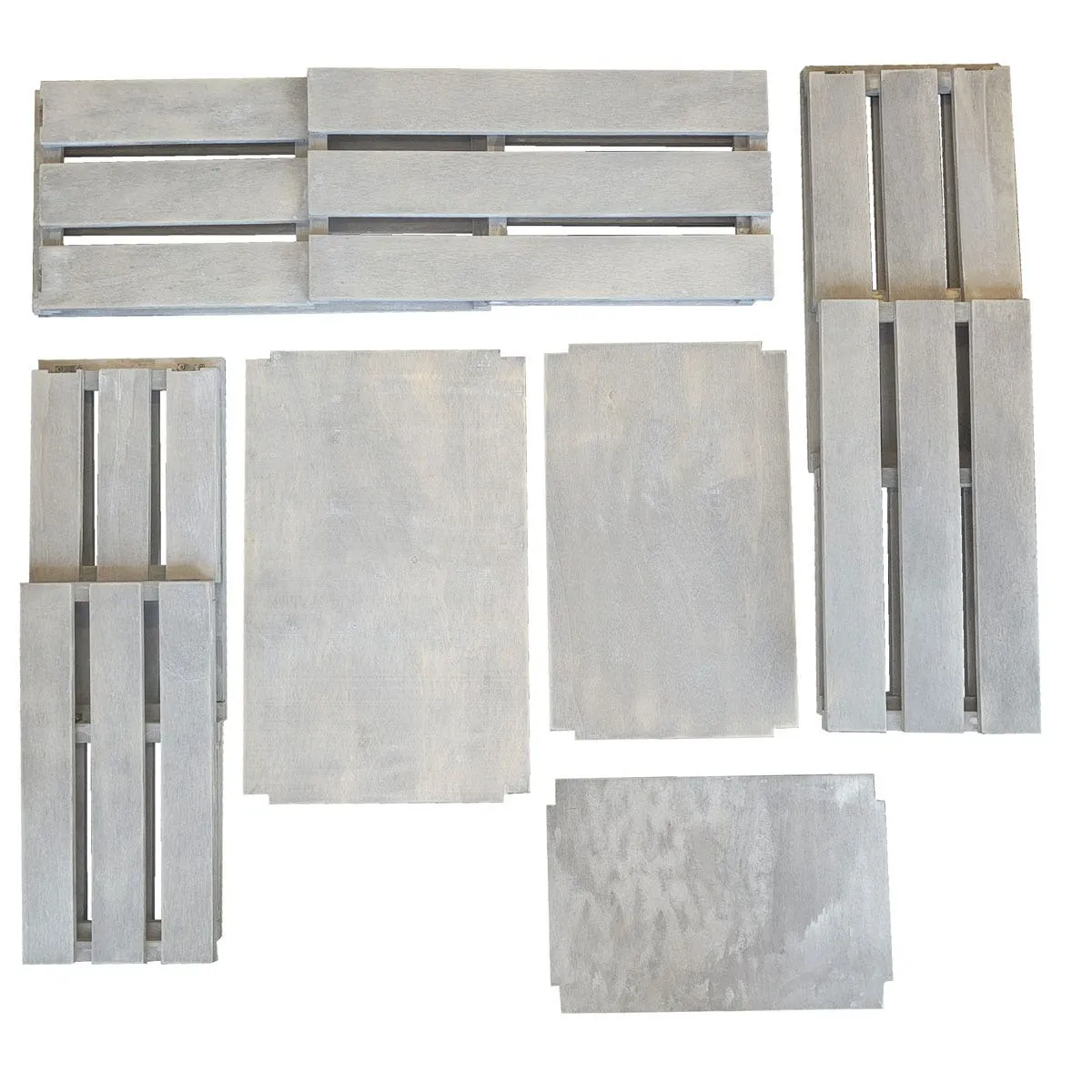 Nesting Wooden Display Crates | Collapsible | Grey Washed |Set of 3