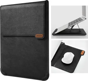 Nillkin Laptop Sleeve Case with Laptop Stand,15-16 inch Computer Shock Resistant Bag with Mouse Pad for MacBook Air M4 Pro 16"/Air 15" 15.6" Dell Lenovo HP Samsung Chromebook Computer,Black Texture