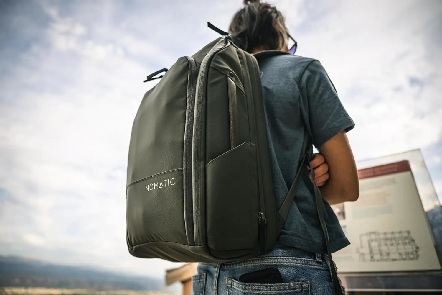 NOMATIC Travel Pack - 14L Water Resistant Laptop Bag - TSA-Ready Expandable Olive Backpack