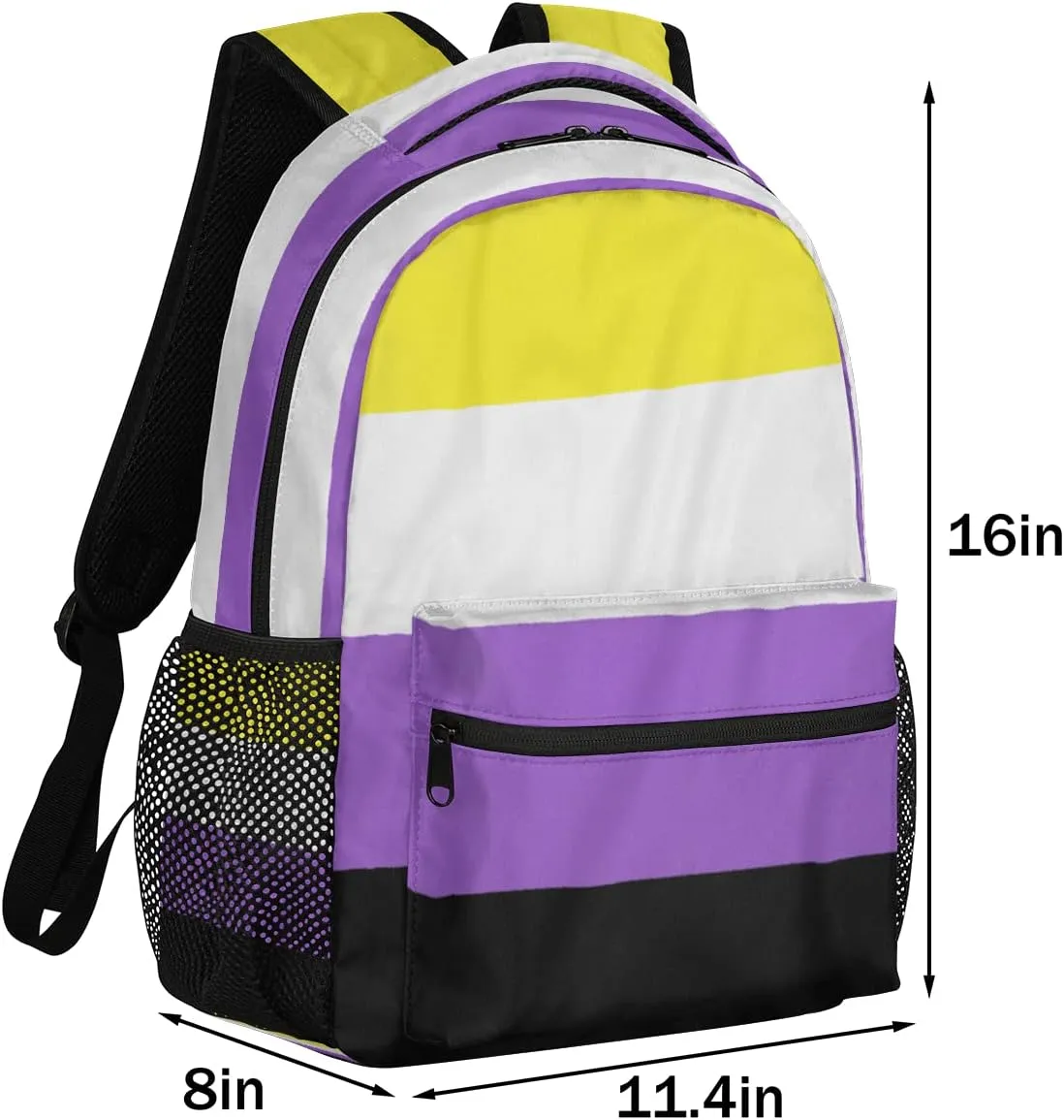 Non-Binary Pride Flag Backpack Travel Laptop Backpack Adjustable Shoulder Straps Waterproof School Bag Bookbag