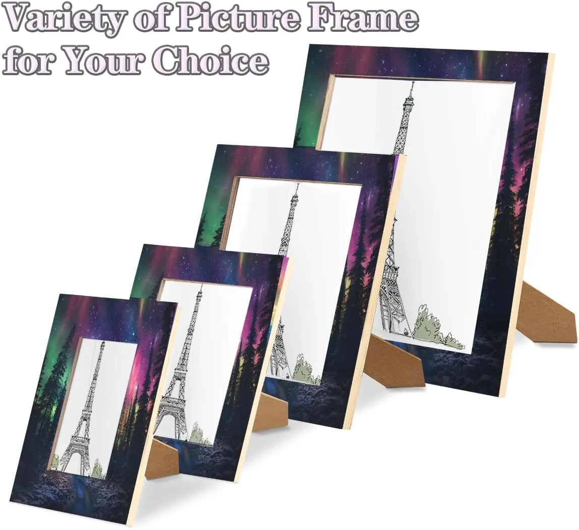 Northern Lights Aurora View Picture Frame for 5x7 Photos, Wood Photo Frames for Desk Tabletop Gallery Wall Collage Decor without Mat, Photo Gifts for Mom Kids