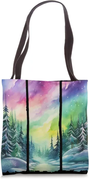 Northern Lights Watercolor Art Aurora Borealis Group Trip Tote Bag
