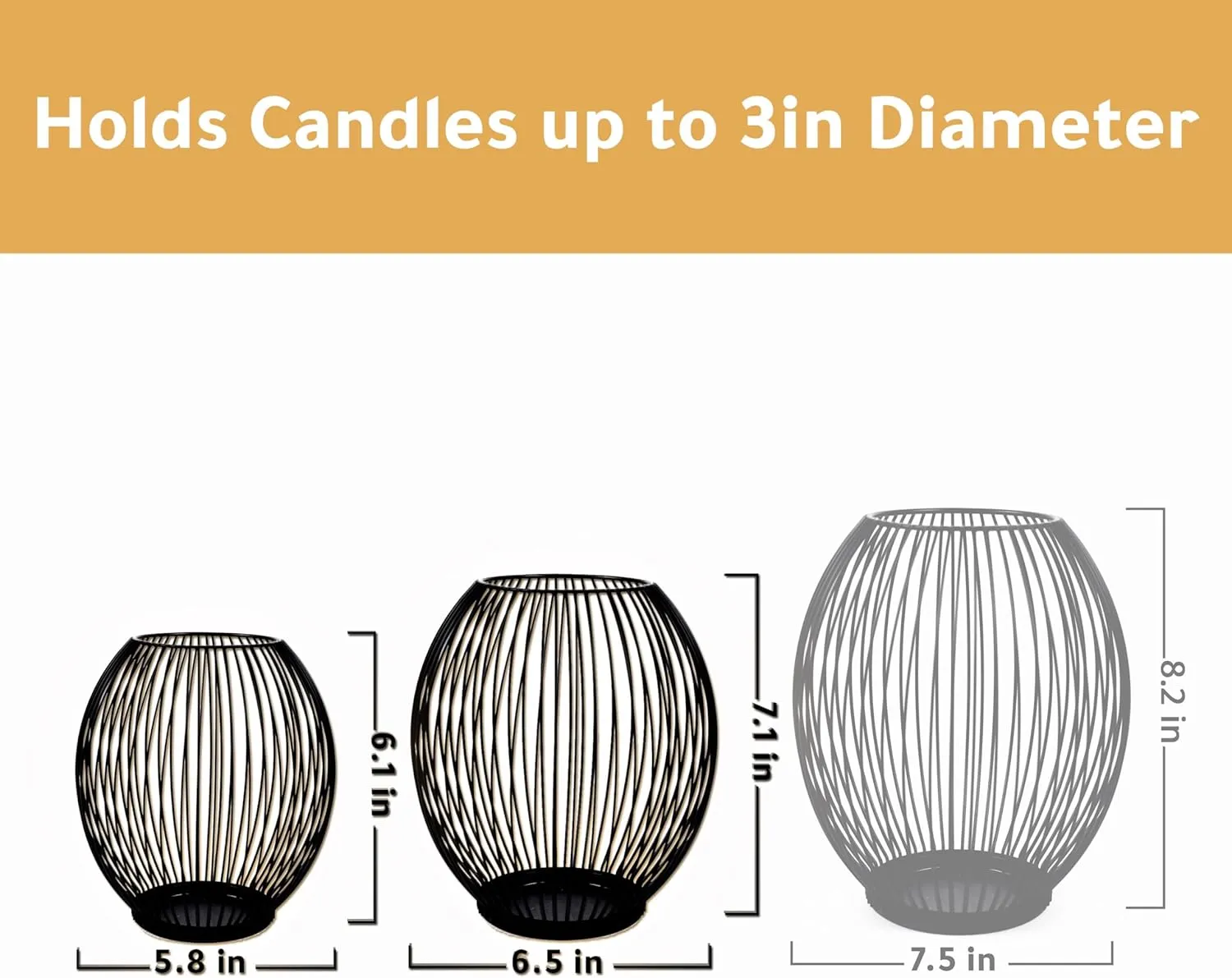 OLEEK Outdoor Candle Holder Decor Set - Black Candle Holder - Candles Holders for Table Centerpiece - Hurricane Candles Holder for Pillar Candles Cage Candle Holders Black Wire Decorative