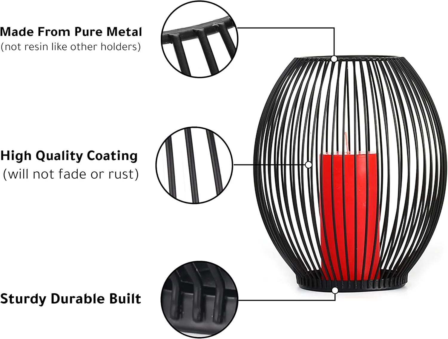 OLEEK Outdoor Candle Holder Decor Set - Black Candle Holder - Candles Holders for Table Centerpiece - Hurricane Candles Holder for Pillar Candles Cage Candle Holders Black Wire Decorative
