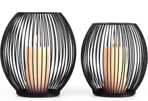 OLEEK Outdoor Candle Holder Decor Set - Black Candle Holder - Candles Holders for Table Centerpiece - Hurricane Candles Holder for Pillar Candles Cage Candle Holders Black Wire Decorative