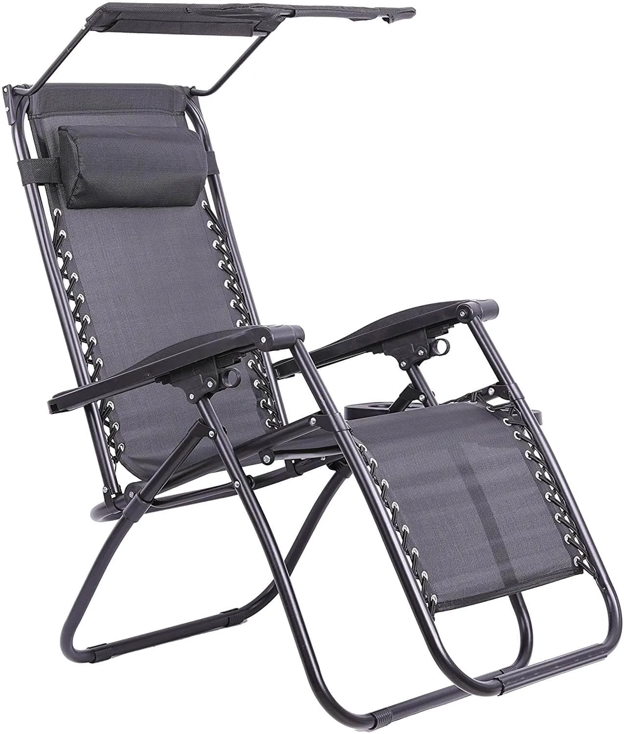 Olsen & Smith Valencia 3 Piece Zero Gravity Reclining Garden Patio Deck Chair Sun Lounger, 2 Chair & Table Set, Black