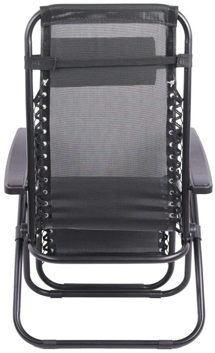 Olsen & Smith Valencia 3 Piece Zero Gravity Reclining Garden Patio Deck Chair Sun Lounger, 2 Chair & Table Set, Black