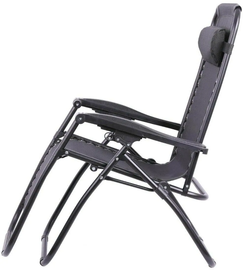 Olsen & Smith Valencia 3 Piece Zero Gravity Reclining Garden Patio Deck Chair Sun Lounger, 2 Chair & Table Set, Black
