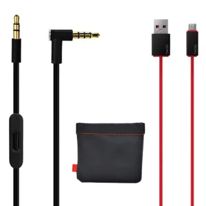 Original Replacement AUX Audio Cable Cord for Beats by Dre Headphones Solo/Studio/Pro/Wireless/Mixr with MIC Black Replacement Charger Cable for Beats by Dr Dre and Pill