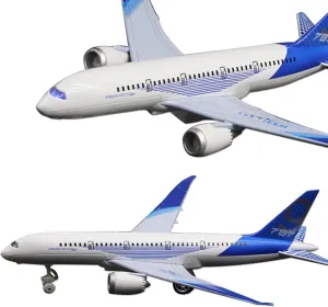 OTONOPI Airplane Toys Bump and Go Airlines Die Cast Metal Model Plane Toy with Lights and Sounds for Kids Blue
