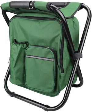 Outdoor Folding Camping Fishing Chair Stool Portable Backpack Cooler Insulated Picnic Bag Hiking Seat Table Bag-Green