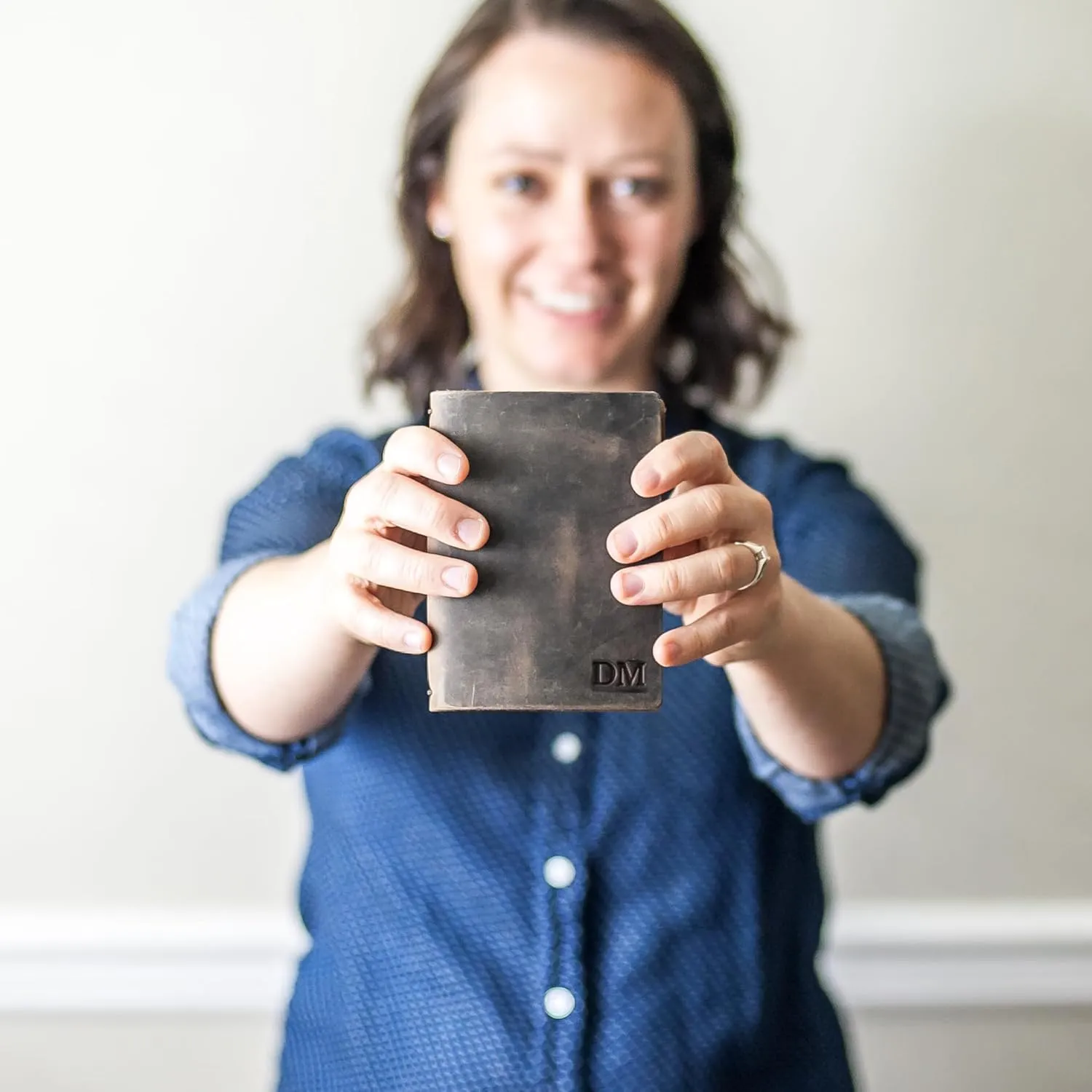 Ox & Pine Refillable Pocket Leather Journal Notebook Personalized (Rustic Brown, Unlined Paper)