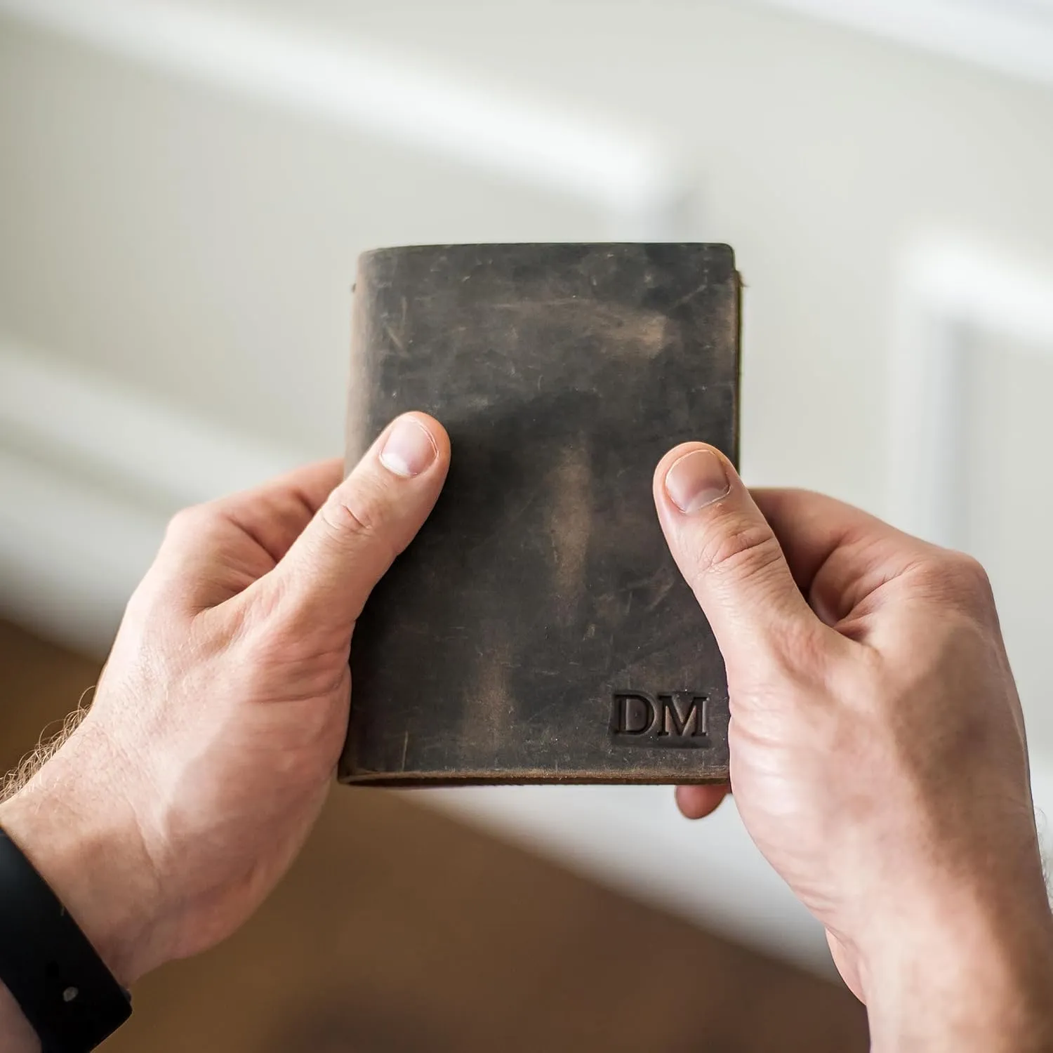 Ox & Pine Refillable Pocket Leather Journal Notebook Personalized (Rustic Brown, Unlined Paper)