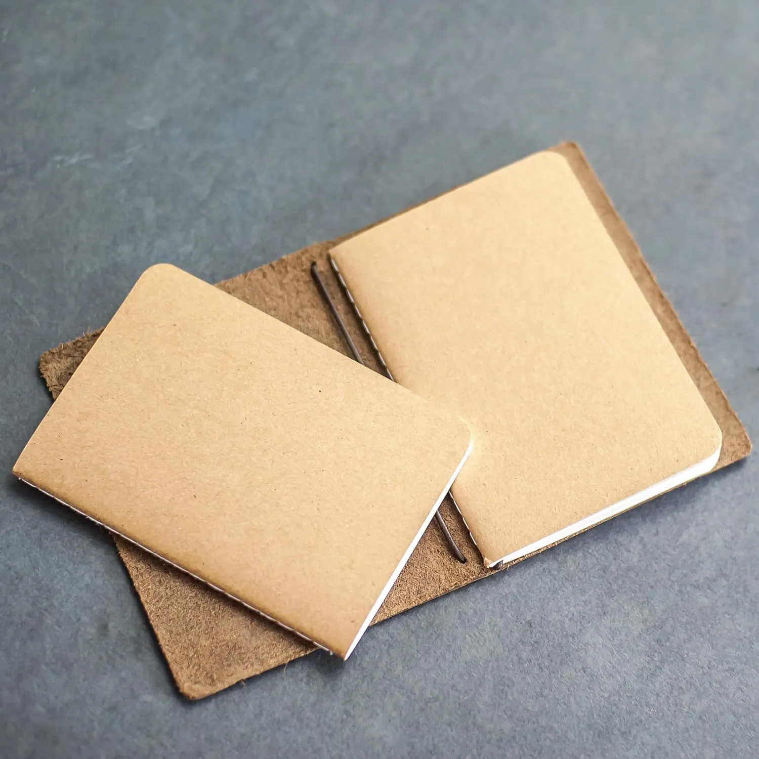 Ox & Pine Refillable Pocket Leather Journal Notebook Personalized (Rustic Brown, Unlined Paper)