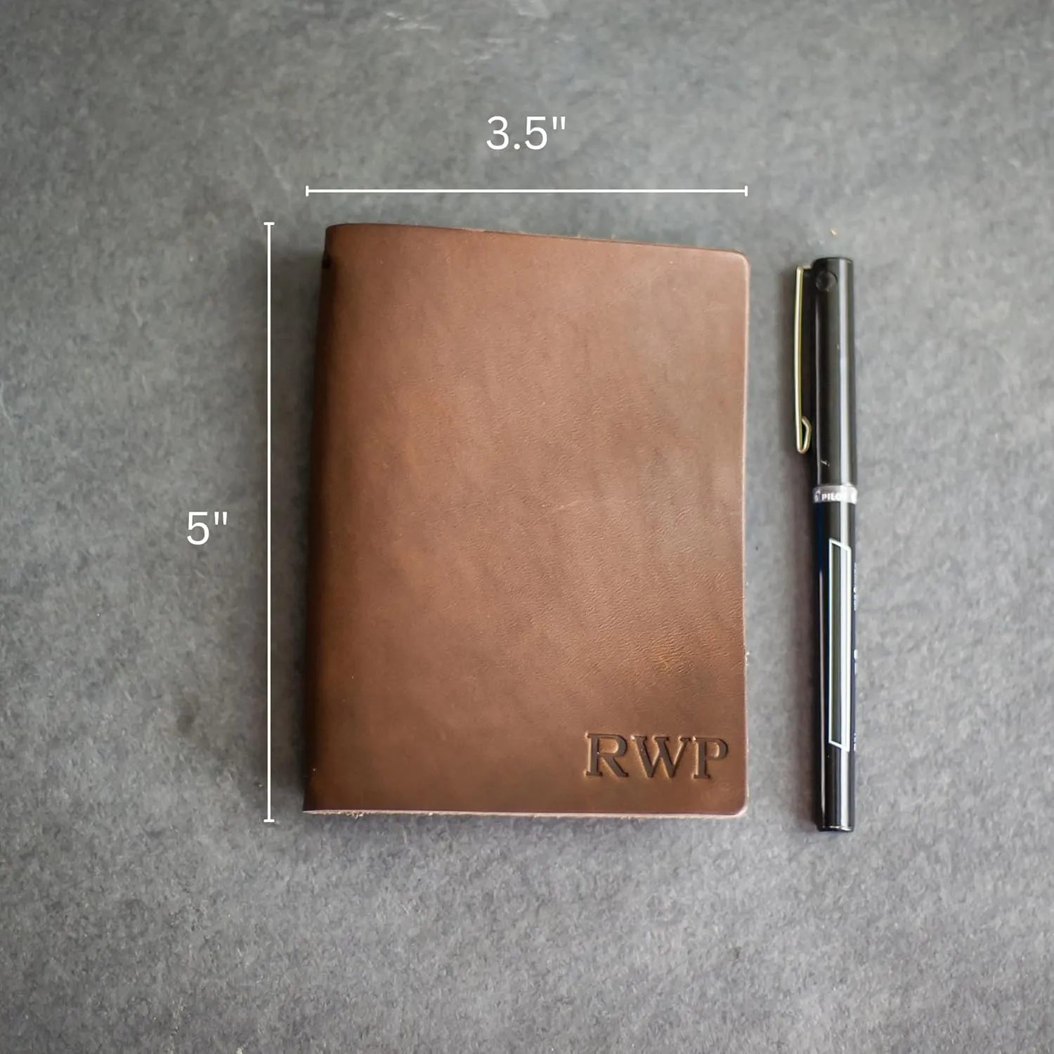 Ox & Pine Refillable Pocket Leather Journal Notebook Personalized (Rustic Brown, Unlined Paper)