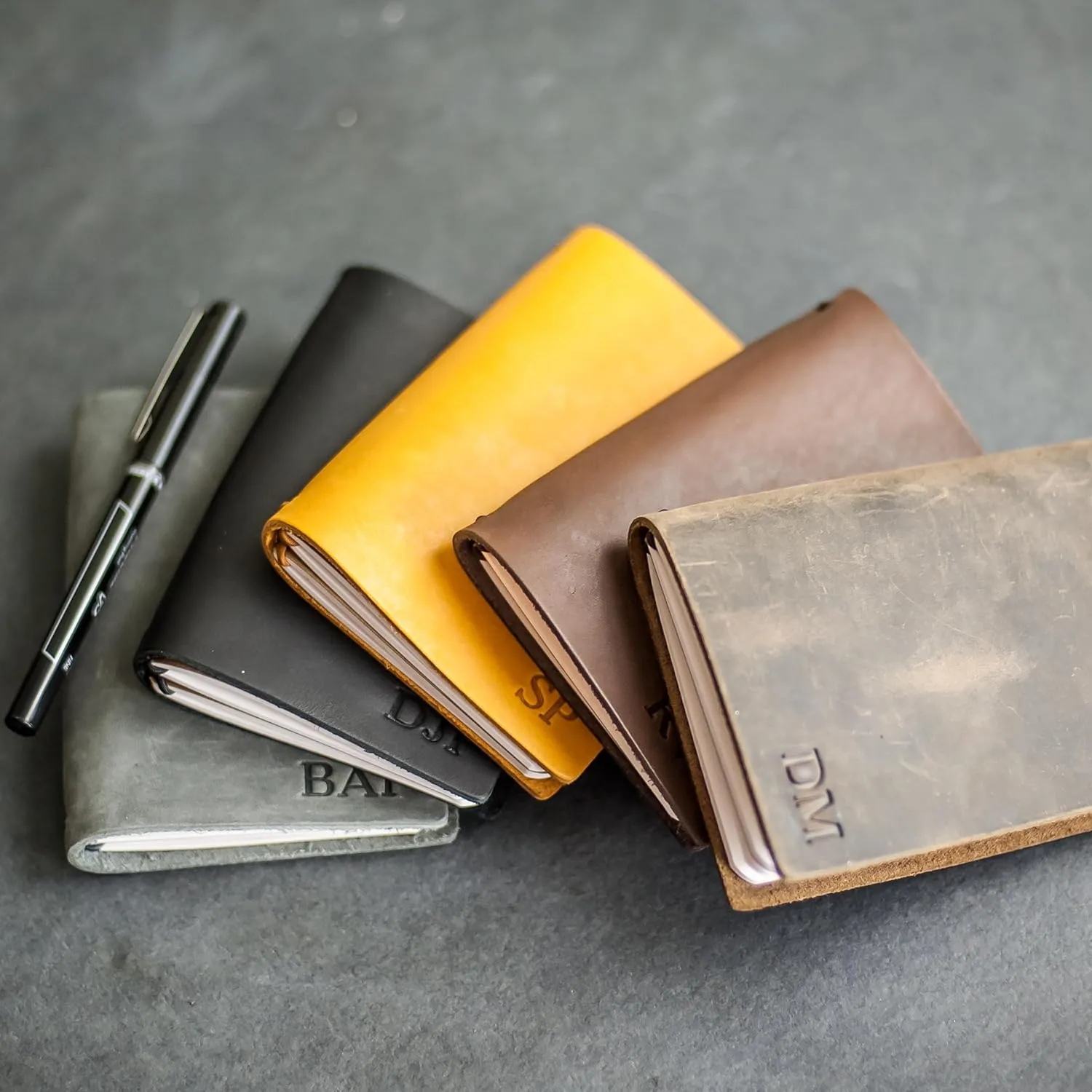 Ox & Pine Refillable Pocket Leather Journal Notebook Personalized (Rustic Brown, Unlined Paper)