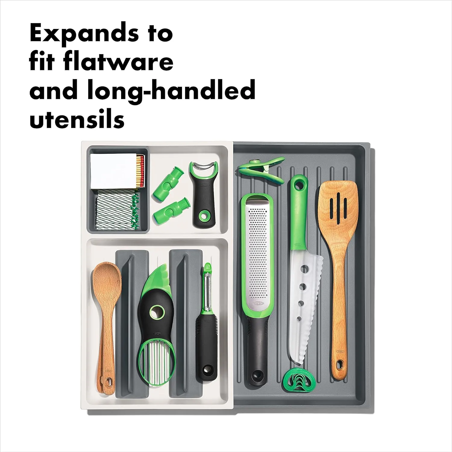 OXO Good Grips Drawer, Large Expandable Kitchen Tool Organizer, White