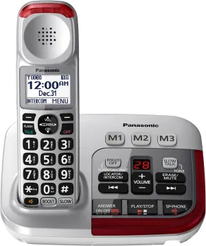Panasonic 1 Handest Amplified Cordless Phone with Slow Talk, 50dB Volume Boost, 112dB Lound Visual Ringer, Hearing Aid Compatibility, Large Screen and Backlit Keypad - KX-TGM450S (Silver)
