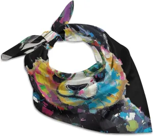 Panda with Glasses Painting Fashion Neck Scarf Head Kerchief Hair Wrap Bandana Headscarf for Women Handbags