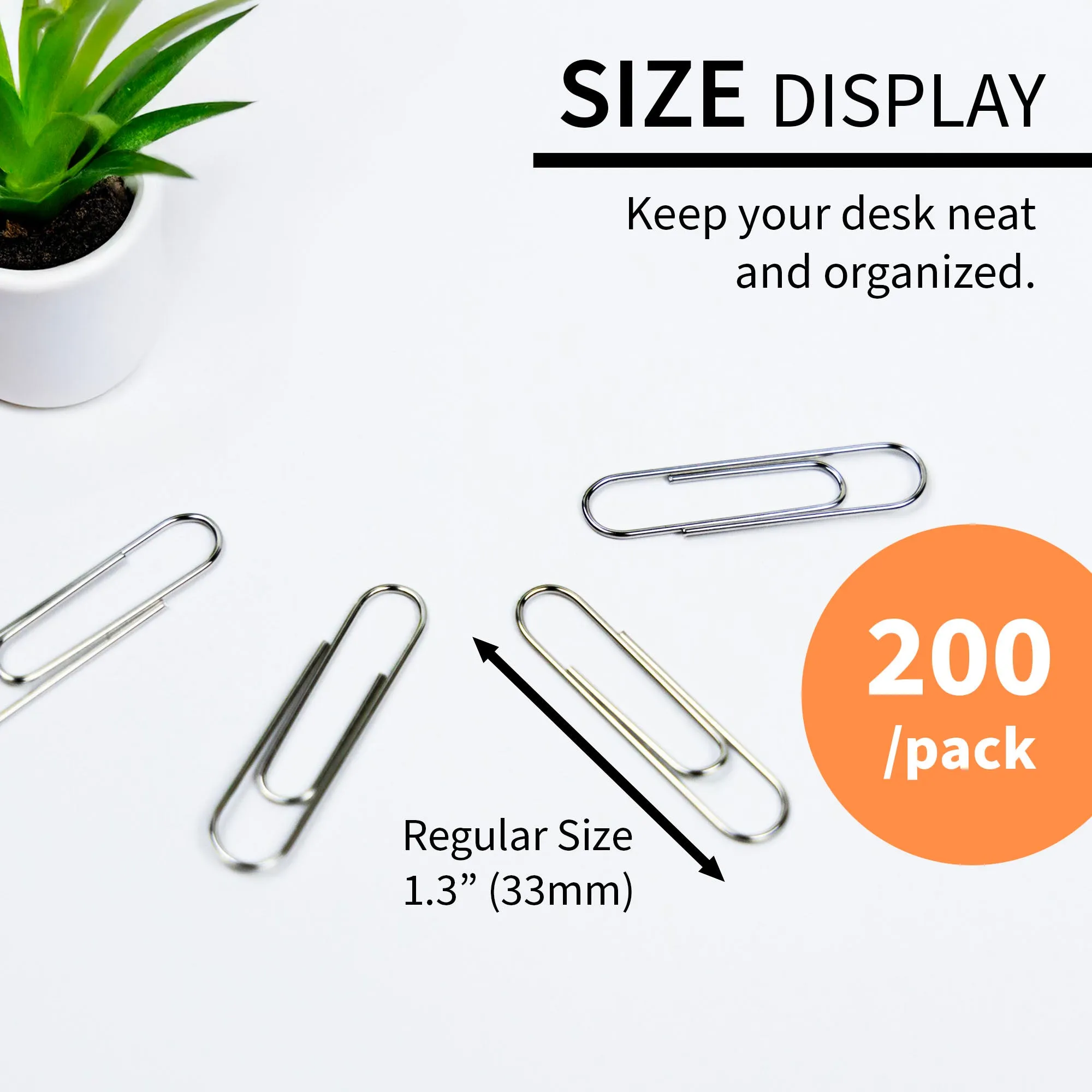 Paper Clip (33mm) No.1 Regular Silver (200/Pack)