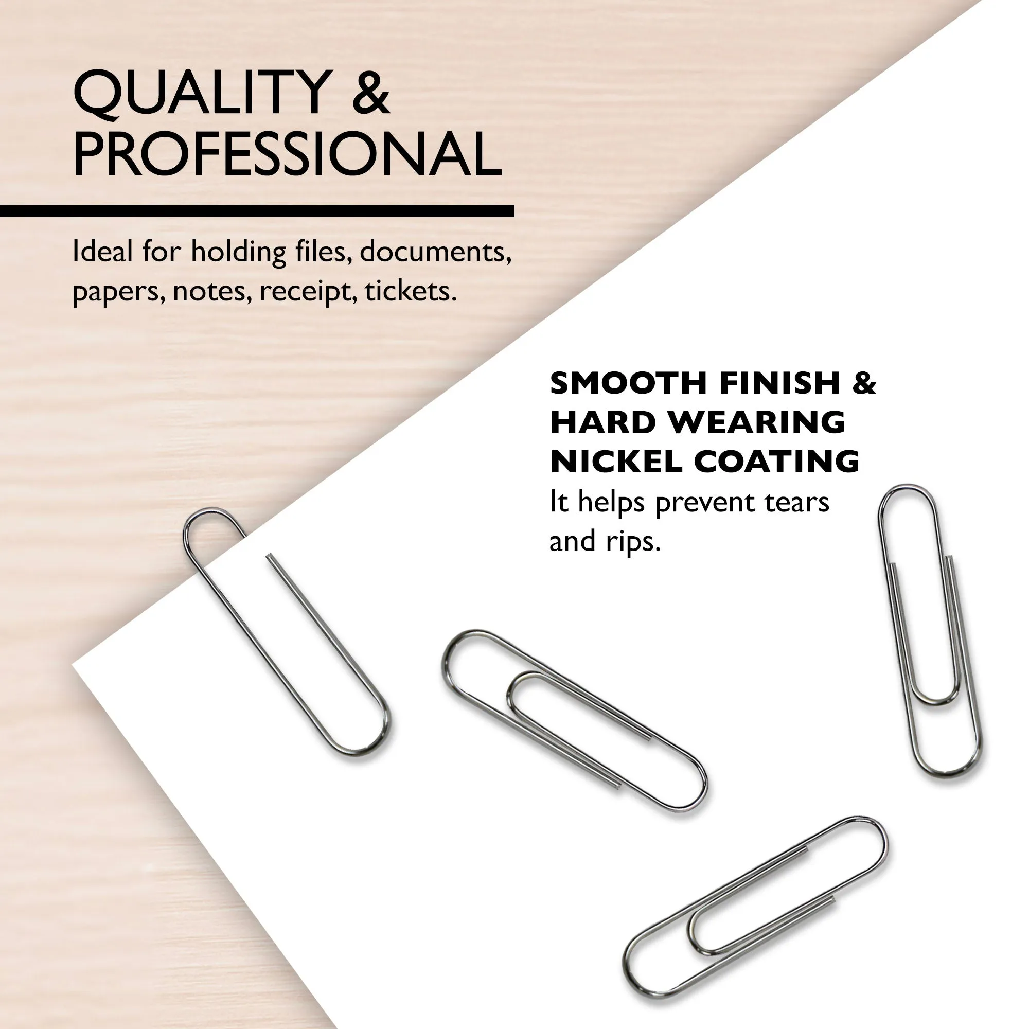 Paper Clip (33mm) No.1 Regular Silver (200/Pack)