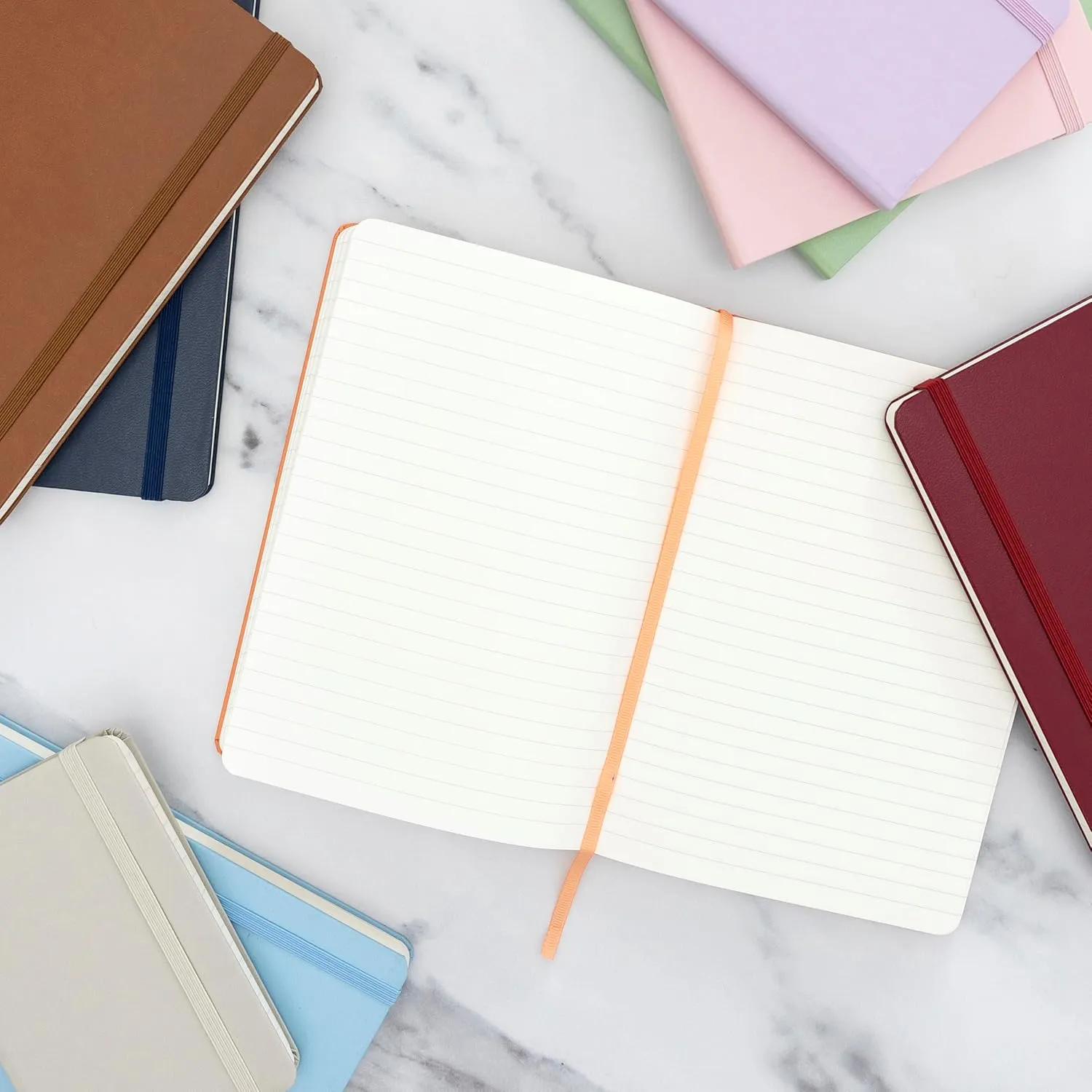 PAPERAGE Lined Journal Notebooks, 10 Pack, (Bright Rainbow), 160 Pages, Medium 5.6 inches x 8 inches - 100 gsm Thick Paper, Hardcover