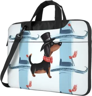 Parisian Dachshund Laptop Shoulder Bag Portable Laptop Bag Laptop Case Crossbody Briefcase w/Strap Handle