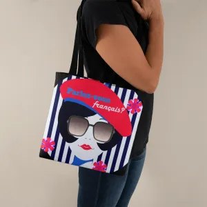 Parlez-vous francais? Fashionable French Girl with Beret Classic Tote Bag