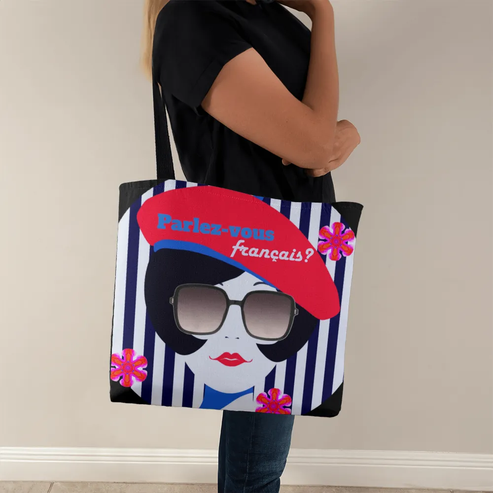 Parlez-vous francais? Fashionable French Girl with Beret Classic Tote Bag