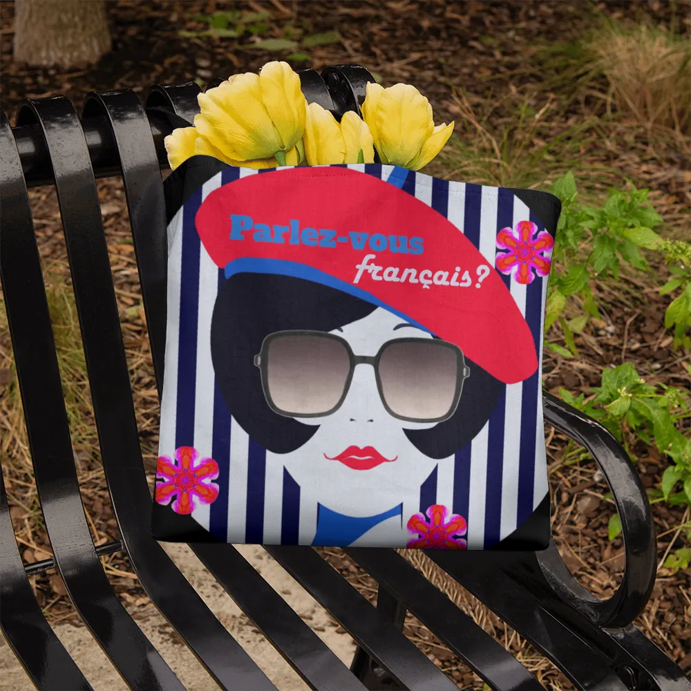Parlez-vous francais? Fashionable French Girl with Beret Classic Tote Bag