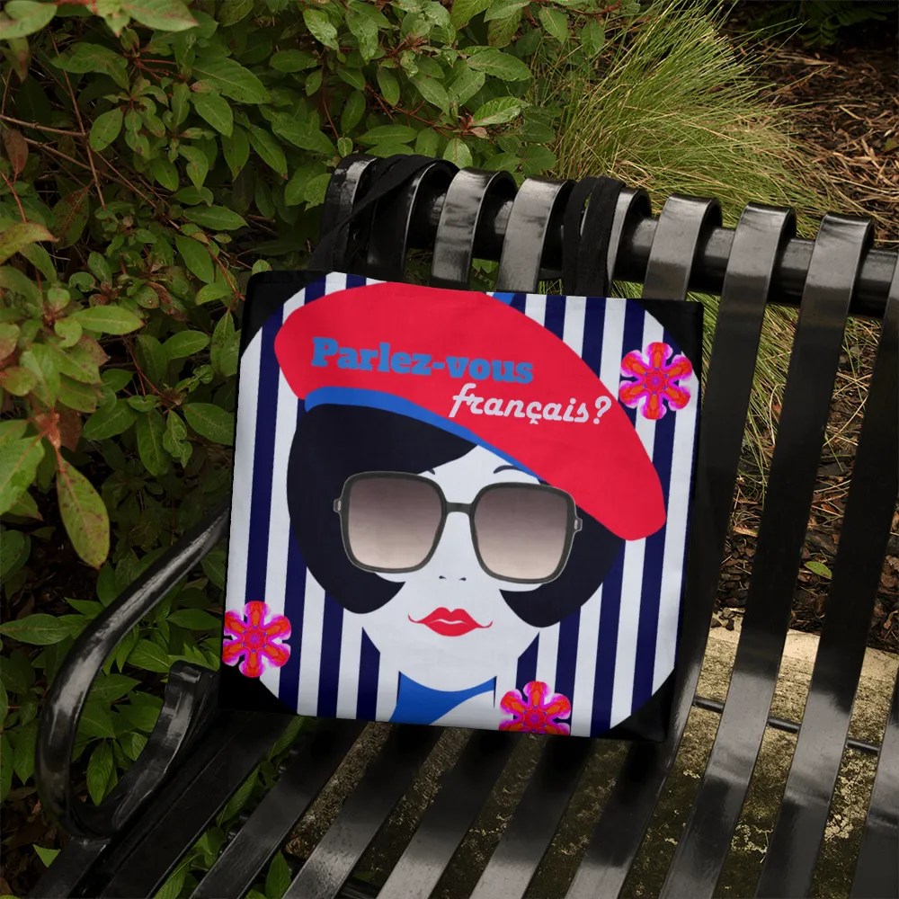 Parlez-vous francais? Fashionable French Girl with Beret Classic Tote Bag