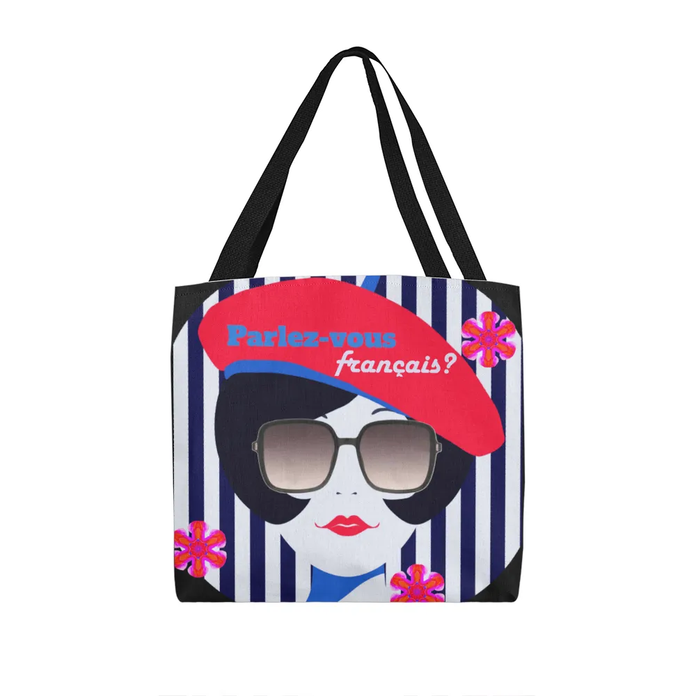 Parlez-vous francais? Fashionable French Girl with Beret Classic Tote Bag
