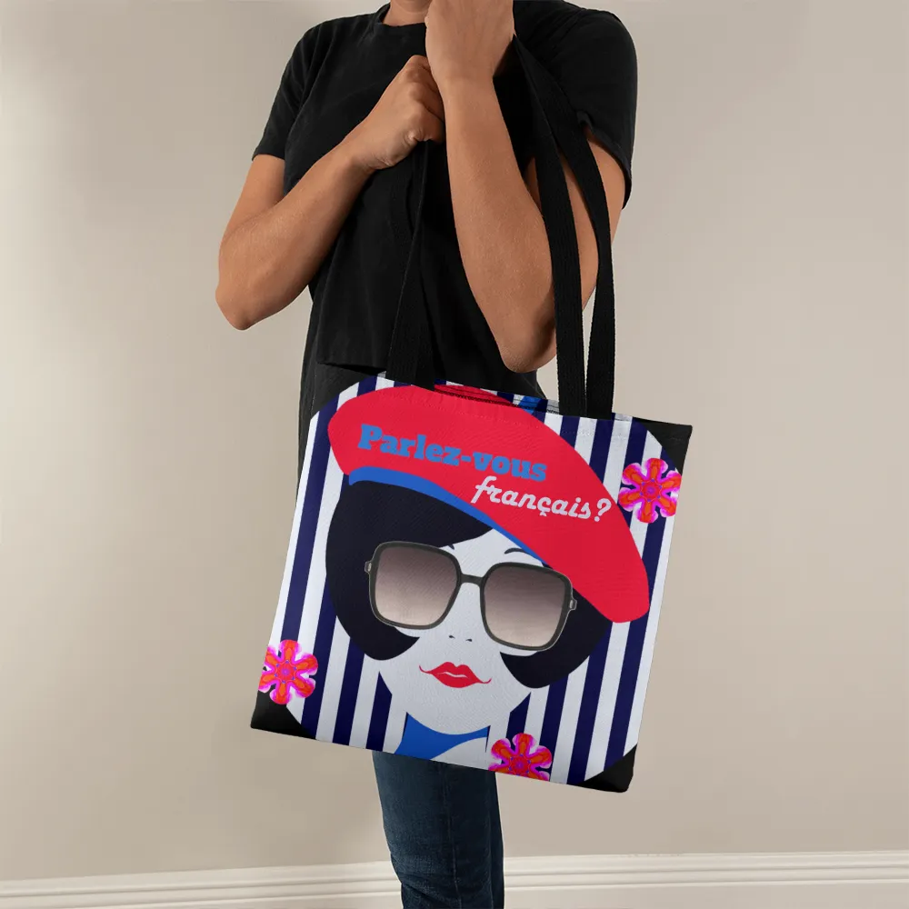 Parlez-vous francais? Fashionable French Girl with Beret Classic Tote Bag