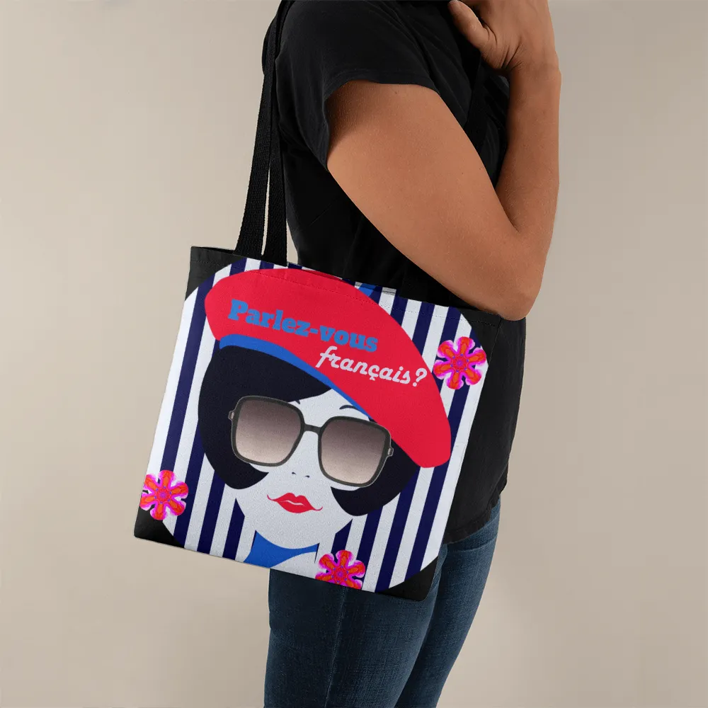 Parlez-vous francais? Fashionable French Girl with Beret Classic Tote Bag