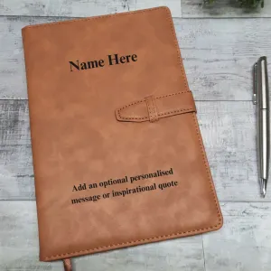 Personalised Laserable Leather Notebook Cover Including Soft Back A5 Notebook