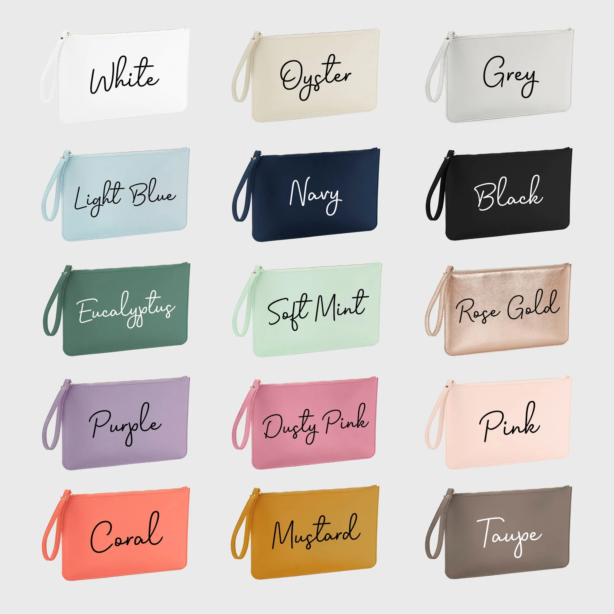 Personalised PU Leather "Mrs" Clutch Bag with Wristlet